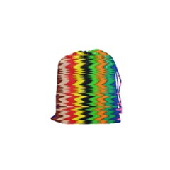 Colorful Liquid Zigzag Stripes Background Wallpaper Drawstring Pouches (xs)  by Simbadda