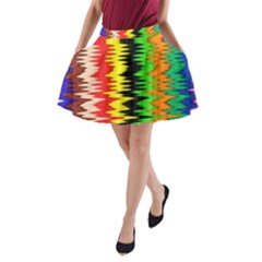 Colorful Liquid Zigzag Stripes Background Wallpaper A-line Pocket Skirt by Simbadda