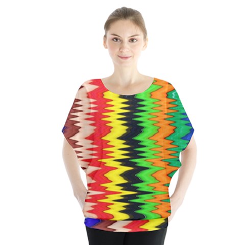 Colorful Liquid Zigzag Stripes Background Wallpaper Blouse by Simbadda