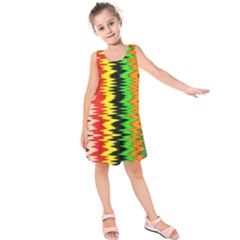 Colorful Liquid Zigzag Stripes Background Wallpaper Kids  Sleeveless Dress by Simbadda