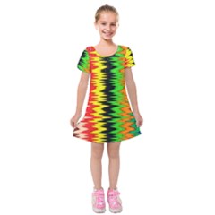 Colorful Liquid Zigzag Stripes Background Wallpaper Kids  Short Sleeve Velvet Dress by Simbadda