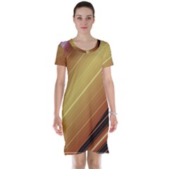 Diagonal Color Fractal Stripes In 3d Glass Frame Short Sleeve Nightdress by Simbadda