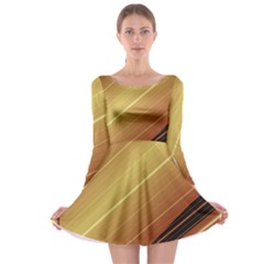 Diagonal Color Fractal Stripes In 3d Glass Frame Long Sleeve Skater Dress by Simbadda