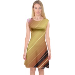 Diagonal Color Fractal Stripes In 3d Glass Frame Capsleeve Midi Dress by Simbadda