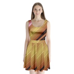 Diagonal Color Fractal Stripes In 3d Glass Frame Split Back Mini Dress  by Simbadda