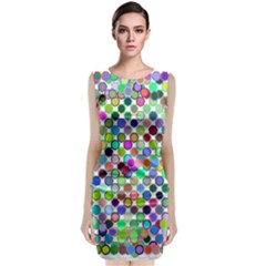 Colorful Dots Balls On White Background Classic Sleeveless Midi Dress by Simbadda