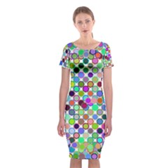 Colorful Dots Balls On White Background Classic Short Sleeve Midi Dress by Simbadda