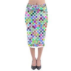 Colorful Dots Balls On White Background Velvet Midi Pencil Skirt by Simbadda