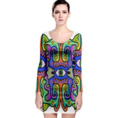 Abstract Shape Doodle Thing Long Sleeve Bodycon Dress by Simbadda