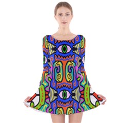 Abstract Shape Doodle Thing Long Sleeve Velvet Skater Dress by Simbadda