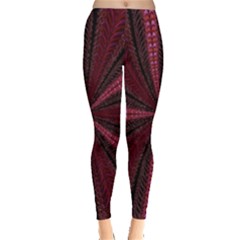 Red Ribbon Effect Newtonian Fractal Leggings  by Simbadda