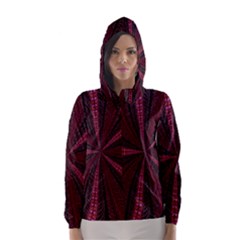 Red Ribbon Effect Newtonian Fractal Hooded Wind Breaker (women) by Simbadda