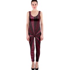 Red Ribbon Effect Newtonian Fractal Onepiece Catsuit by Simbadda