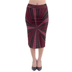 Red Ribbon Effect Newtonian Fractal Midi Pencil Skirt by Simbadda