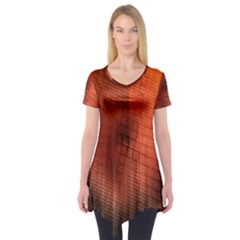 Background Technical Design With Orange Colors And Details Short Sleeve Tunic  by Simbadda