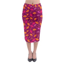 Umbrella Seamless Pattern Pink Lila Midi Pencil Skirt by Simbadda