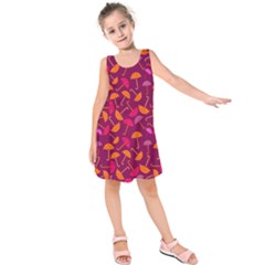 Umbrella Seamless Pattern Pink Lila Kids  Sleeveless Dress by Simbadda