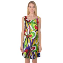 Colorful Textile Background Sleeveless Satin Nightdress by Simbadda