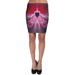 Illuminated Red Hear Red Heart Background With Light Effects Bodycon Skirt by Simbadda