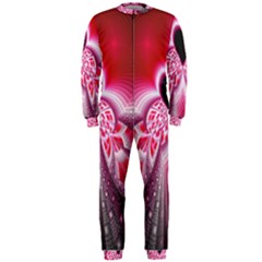 Illuminated Red Hear Red Heart Background With Light Effects Onepiece Jumpsuit (men)  by Simbadda