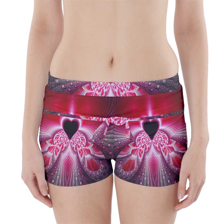 Illuminated Red Hear Red Heart Background With Light Effects Boyleg Bikini Wrap Bottoms