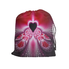 Illuminated Red Hear Red Heart Background With Light Effects Drawstring Pouches (extra Large) by Simbadda