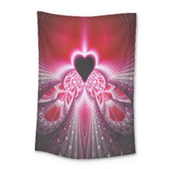 Illuminated Red Hear Red Heart Background With Light Effects Small Tapestry by Simbadda