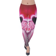 Illuminated Red Hear Red Heart Background With Light Effects Velvet Leggings by Simbadda