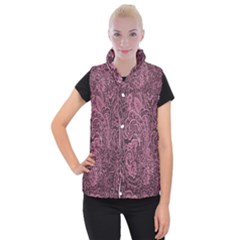 Abstract Purple Background Natural Motive Women s Button Up Puffer Vest