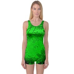 Leaf Outline Abstract One Piece Boyleg Swimsuit by Simbadda