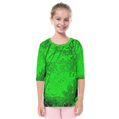 Leaf Outline Abstract Kids  Quarter Sleeve Raglan Tee