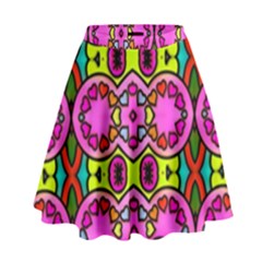 Colourful Abstract Background Design Pattern High Waist Skirt by Simbadda