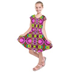 Colourful Abstract Background Design Pattern Kids  Short Sleeve Dress by Simbadda