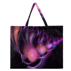 Fractal Image Of Pink Balls Whooshing Into The Distance Zipper Large Tote Bag by Simbadda