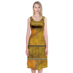 Classic Color Bricks Gradient Wall Midi Sleeveless Dress by Simbadda