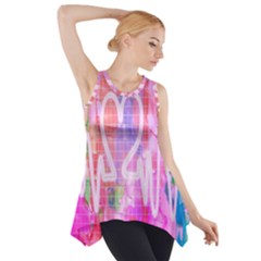 Watercolour Heartbeat Monitor Side Drop Tank Tunic by Simbadda