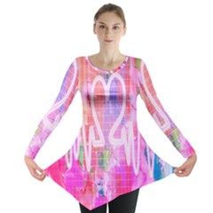 Watercolour Heartbeat Monitor Long Sleeve Tunic  by Simbadda