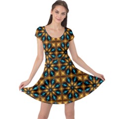 Abstract Daisies Cap Sleeve Dresses by Simbadda