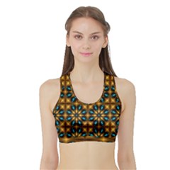 Abstract Daisies Sports Bra With Border by Simbadda