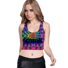 Mirror Fractal Balls On Black Background Racer Back Crop Top by Simbadda