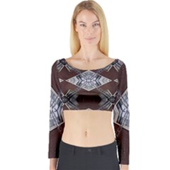 Ladder Against Wall Abstract Alternative Version Long Sleeve Crop Top by Simbadda