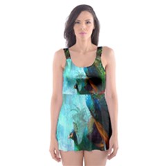 Beautiful Peacock Colorful Skater Dress Swimsuit by Simbadda