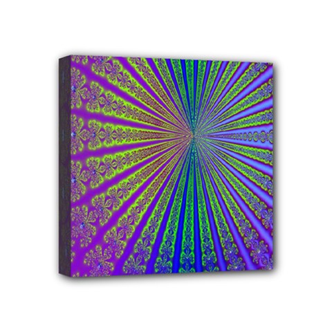 Blue Fractal That Looks Like A Starburst Mini Canvas 4  X 4  by Simbadda