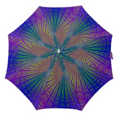 Blue Fractal That Looks Like A Starburst Straight Umbrellas by Simbadda