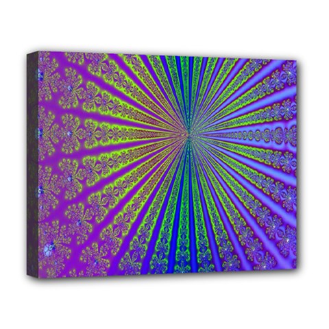 Blue Fractal That Looks Like A Starburst Deluxe Canvas 20  X 16   by Simbadda