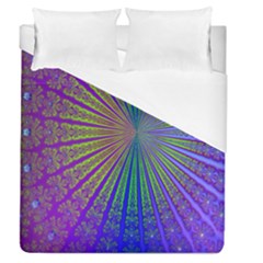 Blue Fractal That Looks Like A Starburst Duvet Cover (queen Size) by Simbadda