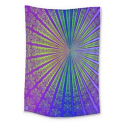 Blue Fractal That Looks Like A Starburst Large Tapestry by Simbadda