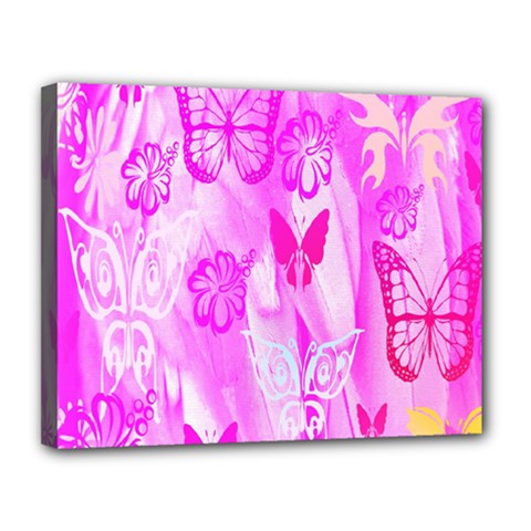 Butterfly Cut Out Pattern Colorful Colors Canvas 14  X 11  by Simbadda