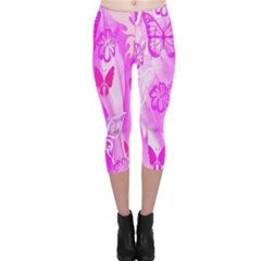 Butterfly Cut Out Pattern Colorful Colors Capri Leggings  by Simbadda