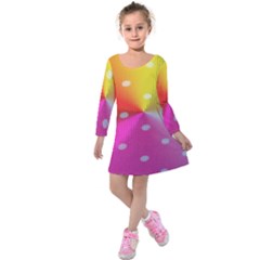 Polka Dots Pattern Colorful Colors Kids  Long Sleeve Velvet Dress by Simbadda